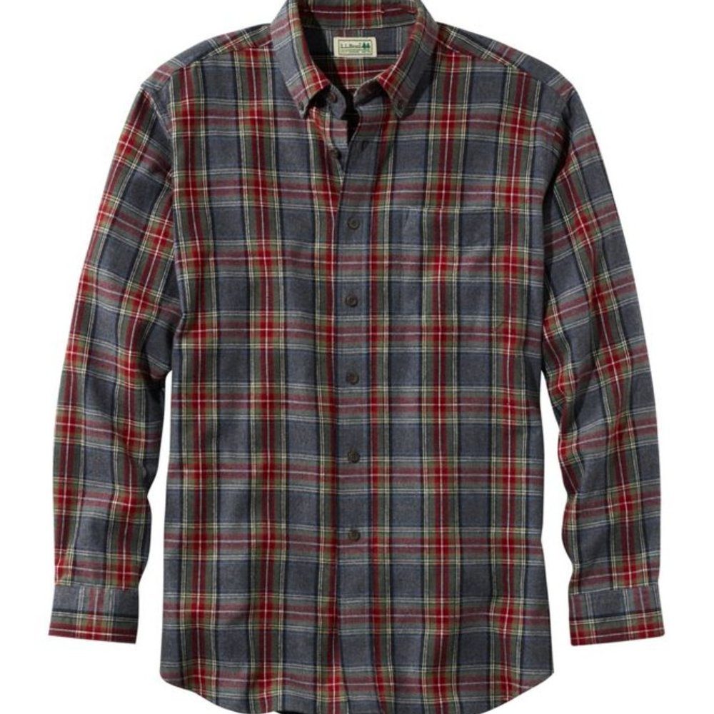 L.L. Bean Men's Scotch Plaid Flannel Shirt, size: M-Tall, Grey Stewart